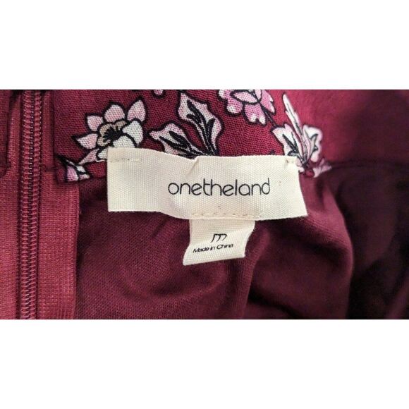One The Land Womens Size Medium Maroon Rayon Floral Pleated Maxi Skirt - Picture 10 of 10